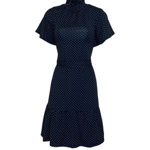 Women’s SIZE MEDIUM BLACK RETRO POLKA DOT DRESS NWT